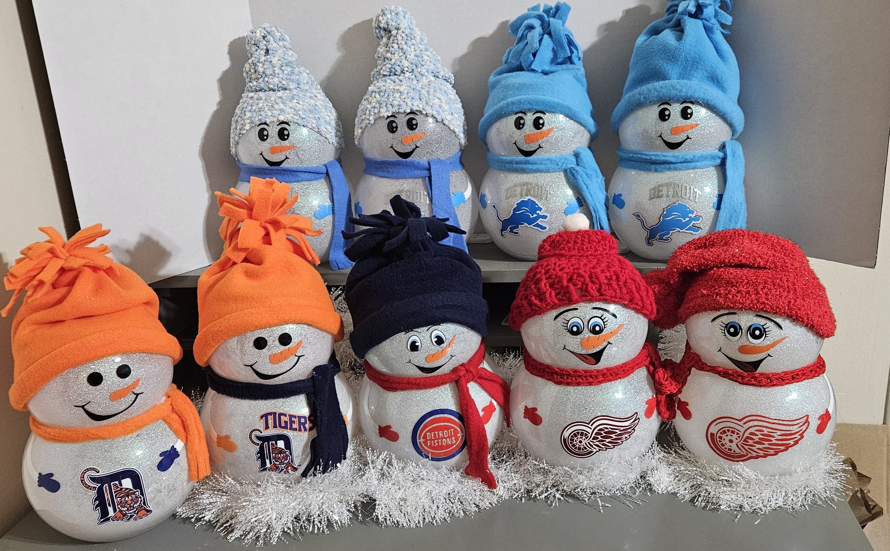 Lighted snowman in natural light
