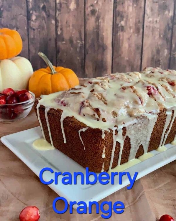 Cranberry Orange Quick Bread with streusel and orange glaze